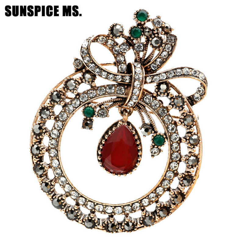 Nouă floare turcească din rășină, broșă rotundă, ace, bijuterii pentru femei, rășină, culoare auriu antic, corsaj cu rever, insignă retro, cadou de Crăciun