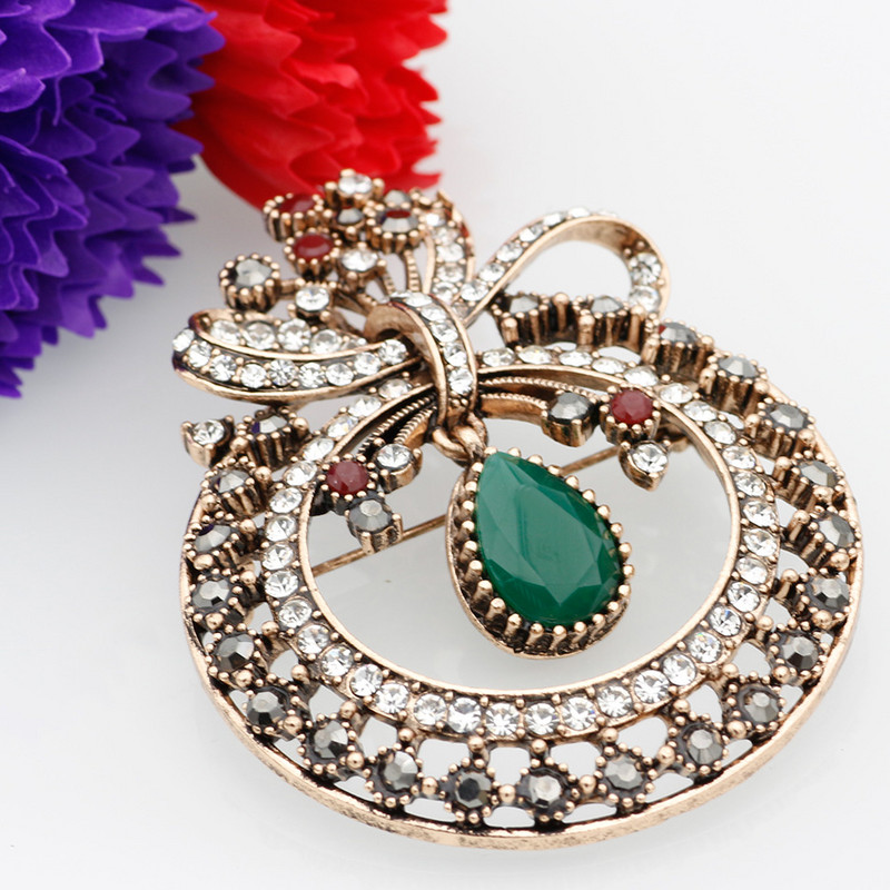 Nouă floare turcească din rășină, broșă rotundă, ace, bijuterii pentru femei, rășină, culoare auriu antic, corsaj cu rever, insignă retro, cadou de Crăciun