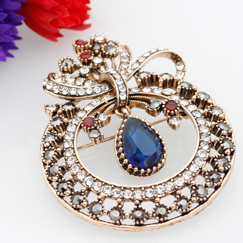 Nouă floare turcească din rășină, broșă rotundă, ace, bijuterii pentru femei, rășină, culoare auriu antic, corsaj cu rever, insignă retro, cadou de Crăciun