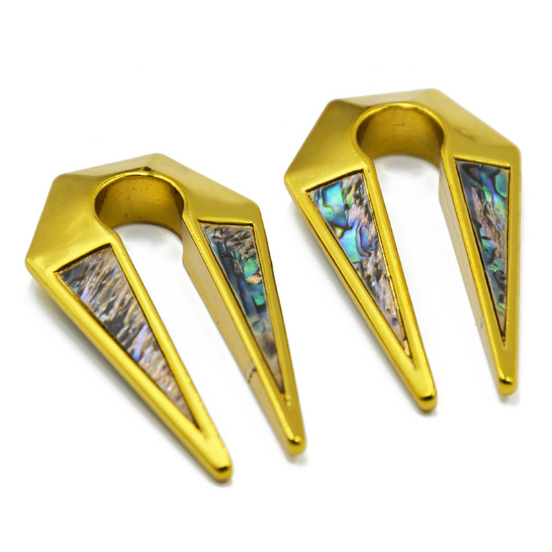 PERECHE Găuri pentru cheie Forma găurii de aur Carcasa de aur Dop pentru greutatea urechii cu formă ovală Tunel pentru ureche Expander Gauge Stretcher Cercei Piercing pentru corp