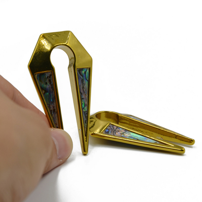 PERECHE Găuri pentru cheie Forma găurii de aur Carcasa de aur Dop pentru greutatea urechii cu formă ovală Tunel pentru ureche Expander Gauge Stretcher Cercei Piercing pentru corp