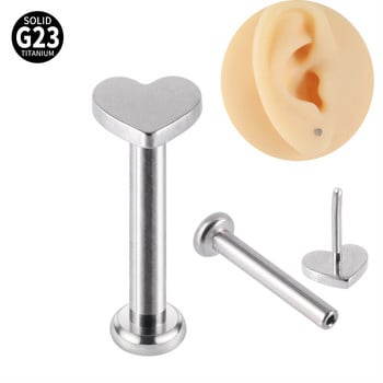 10 τμχ G23 Titanium Push In Labret Lip Rings Ear Tragus Cartilage Piercing Stud Lobe earrings with Heart Corss Star lighting