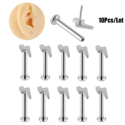 10 tk G23 titaanist Push In Labret huulerõngad kõrva Tragus kõhre augustamine stud lobe kõrvarõngad südamega Corss Star valgustus