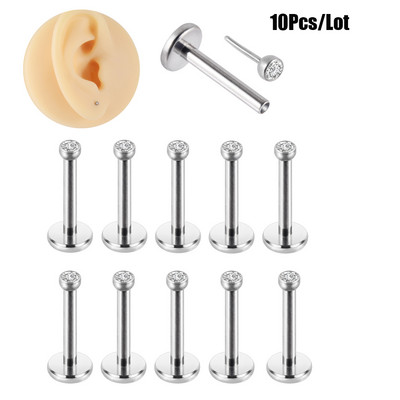 10 tk G23 titaanist Push In Labret huulerõngad kõrva Tragus kõhre augustamine stud lobe kõrvarõngad südamega Corss Star valgustus