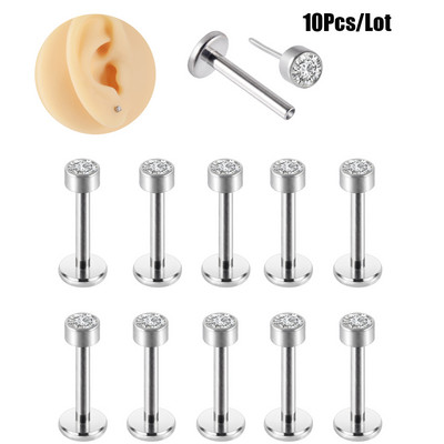 10 tk G23 titaanist Push In Labret huulerõngad kõrva Tragus kõhre augustamine stud lobe kõrvarõngad südamega Corss Star valgustus