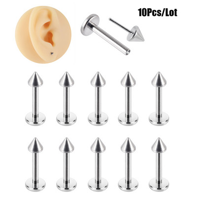 10 tk G23 titaanist Push In Labret huulerõngad kõrva Tragus kõhre augustamine stud lobe kõrvarõngad südamega Corss Star valgustus