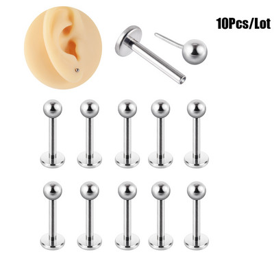 10 tk G23 titaanist Push In Labret huulerõngad kõrva Tragus kõhre augustamine stud lobe kõrvarõngad südamega Corss Star valgustus