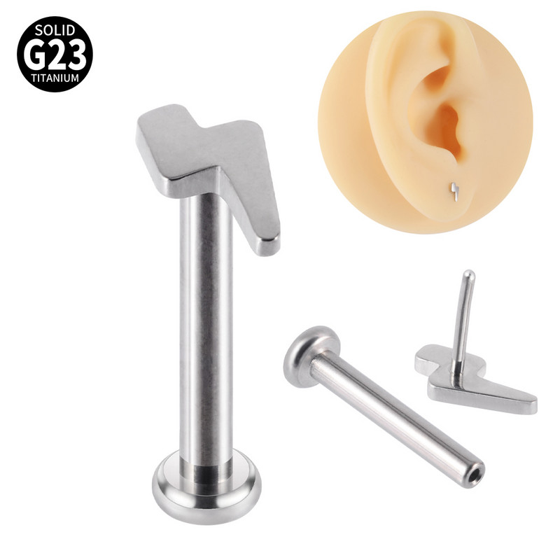 10 tk G23 titaanist Push In Labret huulerõngad kõrva Tragus kõhre augustamine stud lobe kõrvarõngad südamega Corss Star valgustus