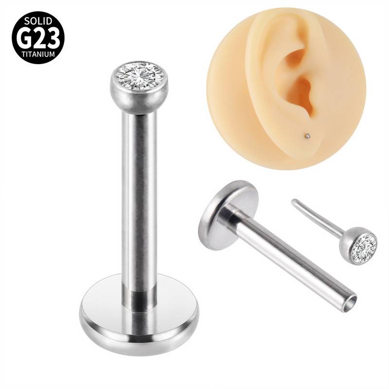 10 tk G23 titaanist Push In Labret huulerõngad kõrva Tragus kõhre augustamine stud lobe kõrvarõngad südamega Corss Star valgustus
