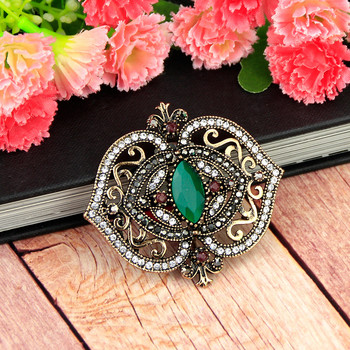 Sunspicems Vintage Bohemia Resin Brooch Pins for Women Antique Gold Color Hollow Flower Turkey Wedding Jewelry Gift 2020