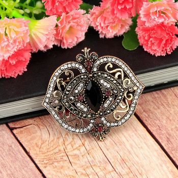 Sunspicems Vintage Bohemia Resin Brooch Pins for Women Antique Gold Color Hollow Flower Turkey Wedding Jewelry Gift 2020