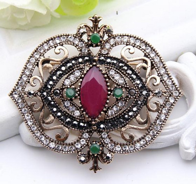 Sunspicems Ace de broșă vintage din rășină Boemia pentru femei, culoare auriu antic, floare goală, cadou de nuntă de curcan, bijuterii 2020