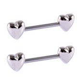 ДВОЙКА 14G сърце Пиърсинг на зърното от хирургическа стомана Зърна Мряна Пръстени за език Щит Пиърсинг Бижута за тяло 14GX14mm