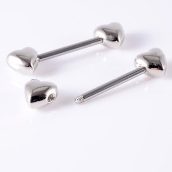 ΖΕΥΓΟΣ 14G Heart Nipple Piercing Surgical Steel Θηλές Barbell Tongue Rings Shield Piercings Body Jewelry 14GX14mm