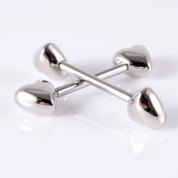 ΖΕΥΓΟΣ 14G Heart Nipple Piercing Surgical Steel Θηλές Barbell Tongue Rings Shield Piercings Body Jewelry 14GX14mm