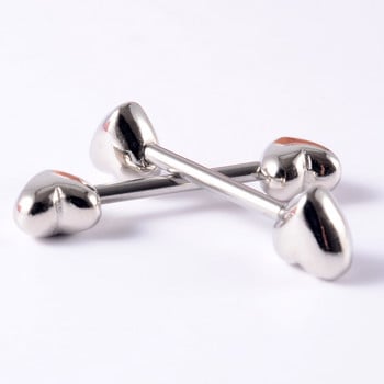 ΖΕΥΓΟΣ 14G Heart Nipple Piercing Surgical Steel Θηλές Barbell Tongue Rings Shield Piercings Body Jewelry 14GX14mm