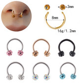 1PC Bling Ferido Inele septum nas potcoavă Piercing bijuterii 16G Cartilage Helix Tragus Cercei Cerce Lip Piercing Retainer 8mm