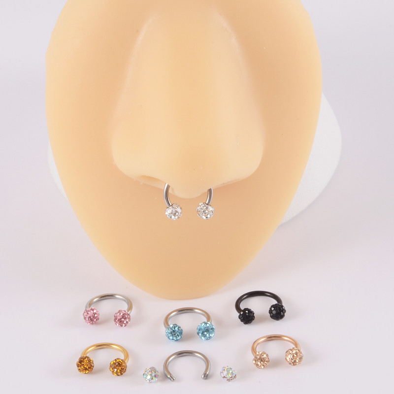 1PC Bling Ferido Inele septum nas potcoavă Piercing bijuterii 16G Cartilage Helix Tragus Cercei Cerce Lip Piercing Retainer 8mm