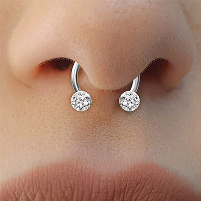 1PC Bling Ferido Inele septum nas potcoavă Piercing bijuterii 16G Cartilage Helix Tragus Cercei Cerce Lip Piercing Retainer 8mm