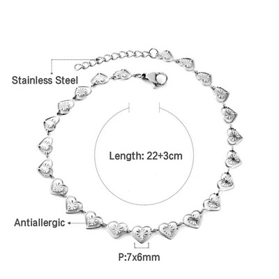 LUXUSTEEL női mini szívlánc bokalánc arany színű rozsdamentes acél boka karkötők a lábon Divatos Bobo ékszer ajándékok
