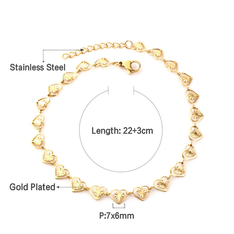 LUXUSTEEL női mini szívlánc bokalánc arany színű rozsdamentes acél boka karkötők a lábon Divatos Bobo ékszer ajándékok