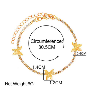 Caraquet злато сребро цвят пеперуда глезен за жени кристали кристални гривни за крака бохо плажни сандали боси бижута подарък