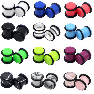 2 kom 1,6 mm-10 mm akrilni UV cilindar od crne gume Flare Flesh Mramorni mjerači za uši Ekspander Stretch čepovi Nakit za tijelo za piercing