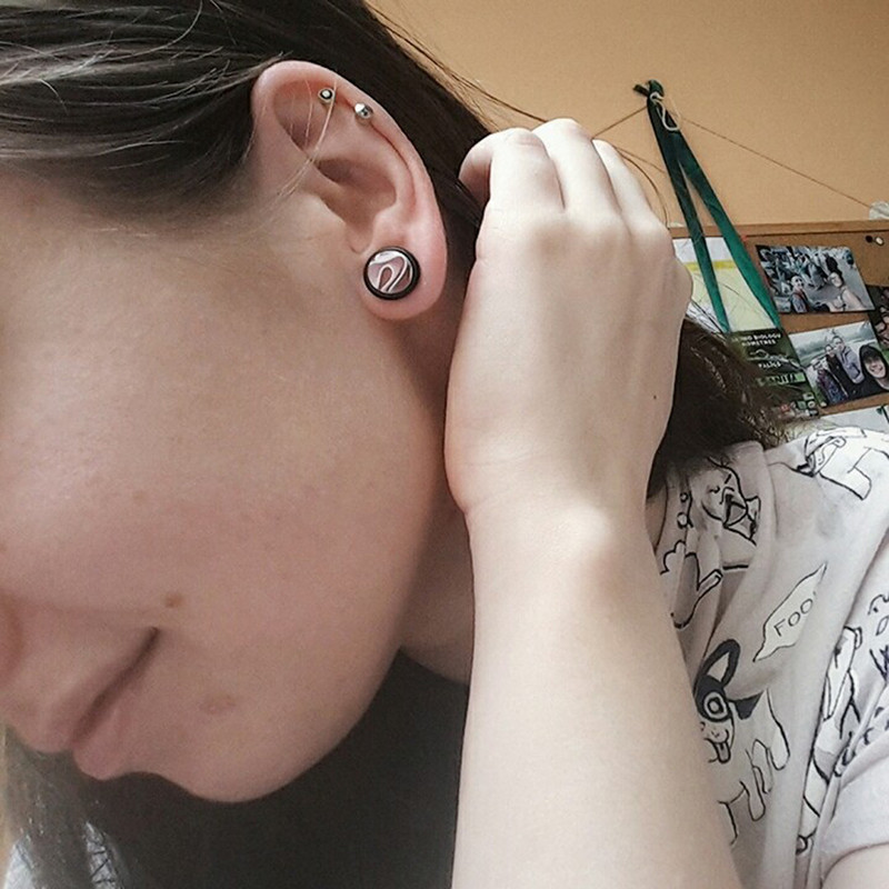 2 buc 1,6 mm-10 mm cilindru acrilic UV cauciuc negru flare carne marmură urechi indicatori expansor targă dopuri piercing bijuterii pentru corp