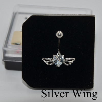 1 buc inele minunate pentru buric, oțel chirurgical, aur, gura de craniu, aripi, design transparent, zircon, inel pentru buric, piercing, bijuterii pentru corp