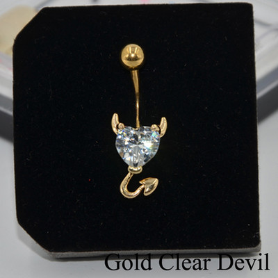 1 buc inele minunate pentru buric, oțel chirurgical, aur, gura de craniu, aripi, design transparent, zircon, inel pentru buric, piercing, bijuterii pentru corp