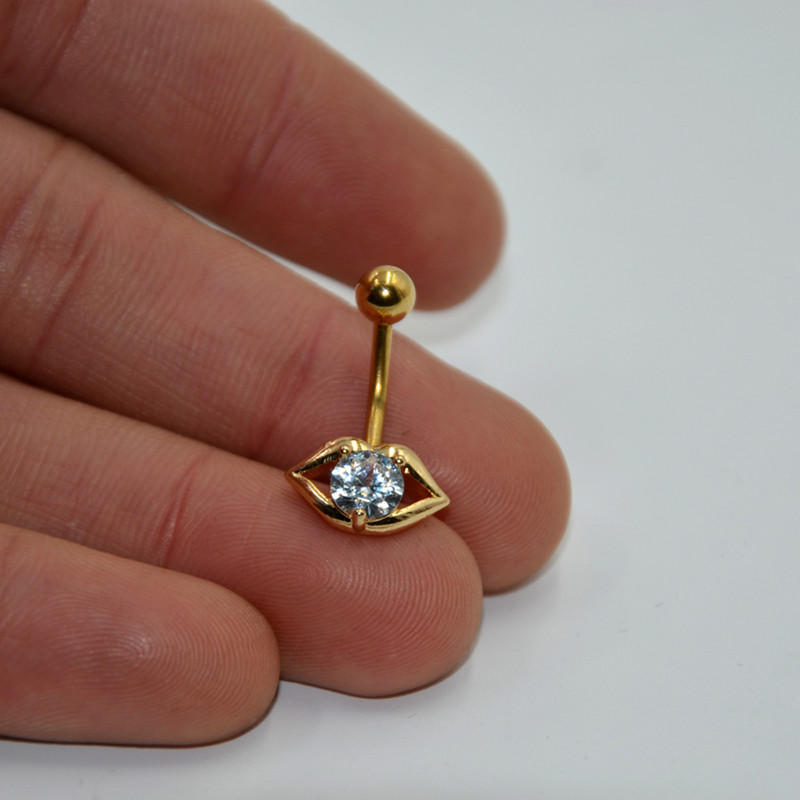 1 buc inele minunate pentru buric, oțel chirurgical, aur, gura de craniu, aripi, design transparent, zircon, inel pentru buric, piercing, bijuterii pentru corp