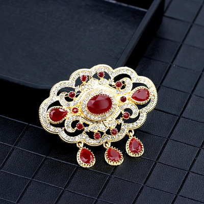 Sunspicems 18K zlatni arapski maroko broš za žene Alžir mladenka Vjenčani nakit Kaftan broševi broš vještački dijamant dar