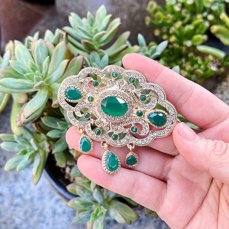 Sunspicems 18K zlatni arapski maroko broš za žene Alžir mladenka Vjenčani nakit Kaftan broševi broš vještački dijamant dar