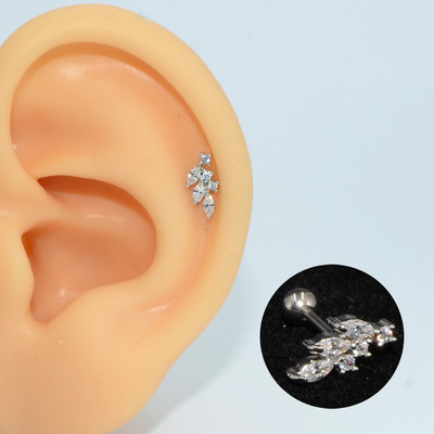 2 buc. 20G oțel 1 buc. vânzare fierbinte zircon floare ureche tragus cartilaj helix cercel buză labret Stud Piercing bijuterii pentru corp