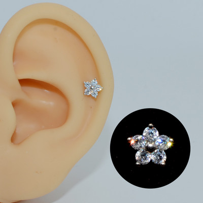 2 buc. 20G oțel 1 buc. vânzare fierbinte zircon floare ureche tragus cartilaj helix cercel buză labret Stud Piercing bijuterii pentru corp