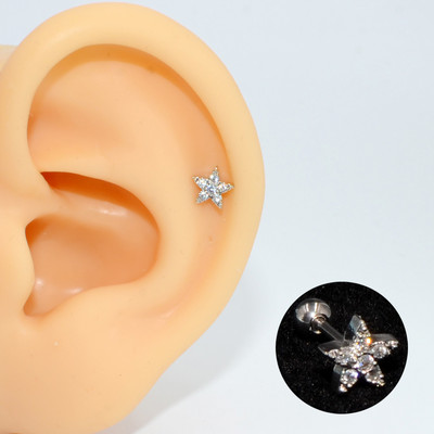 2 buc. 20G oțel 1 buc. vânzare fierbinte zircon floare ureche tragus cartilaj helix cercel buză labret Stud Piercing bijuterii pentru corp