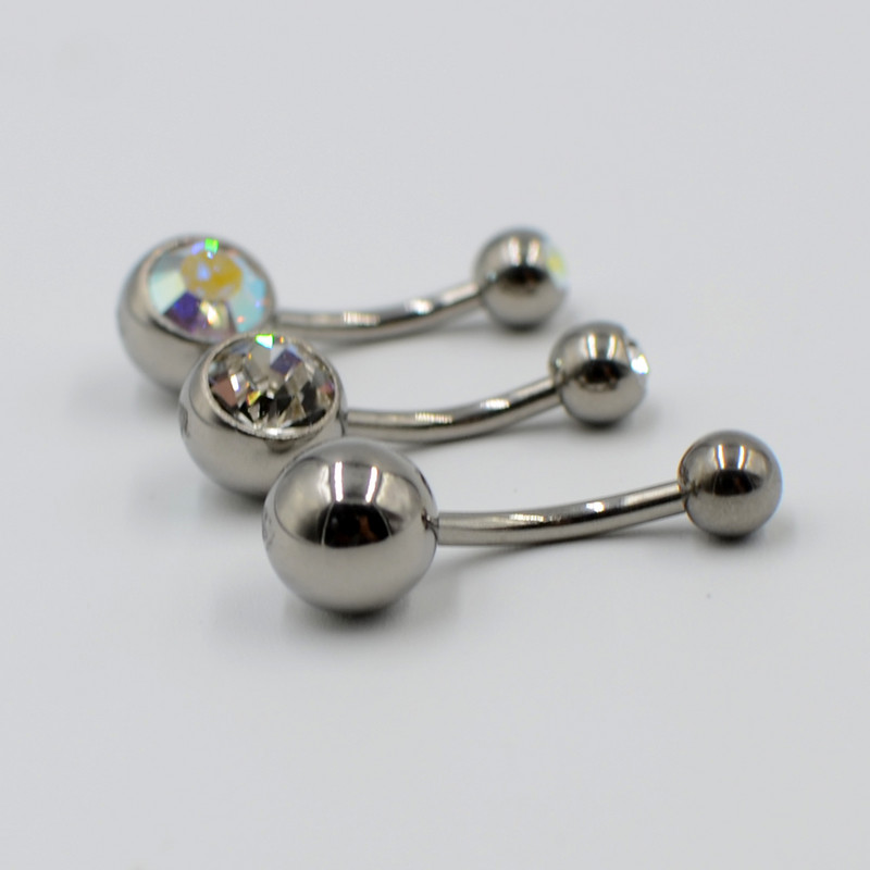 1 buc 100% grad G23 titan solid inele pentru buric CZ gemă pentru buric bară curbată piercing inele pentru buric bijuterii pentru corp