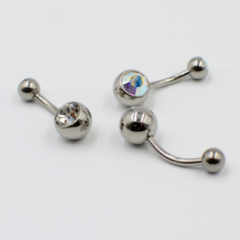 1 buc 100% grad G23 titan solid inele pentru buric CZ gemă pentru buric bară curbată piercing inele pentru buric bijuterii pentru corp