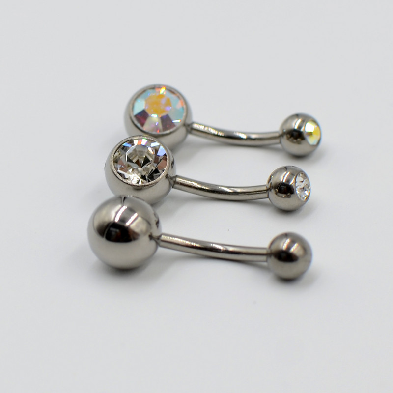 1 buc 100% grad G23 titan solid inele pentru buric CZ gemă pentru buric bară curbată piercing inele pentru buric bijuterii pentru corp