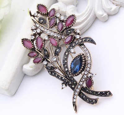 Festivalski nakit Ženski turski broš od maslinove grančice Smolaste igle Antikne zlatne boje Broševi s cvijećem Broševi Ženska igla za hidžab Poklon