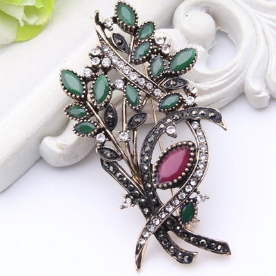 Festivalski nakit Ženski turski broš od maslinove grančice Smolaste igle Antikne zlatne boje Broševi s cvijećem Broševi Ženska igla za hidžab Poklon