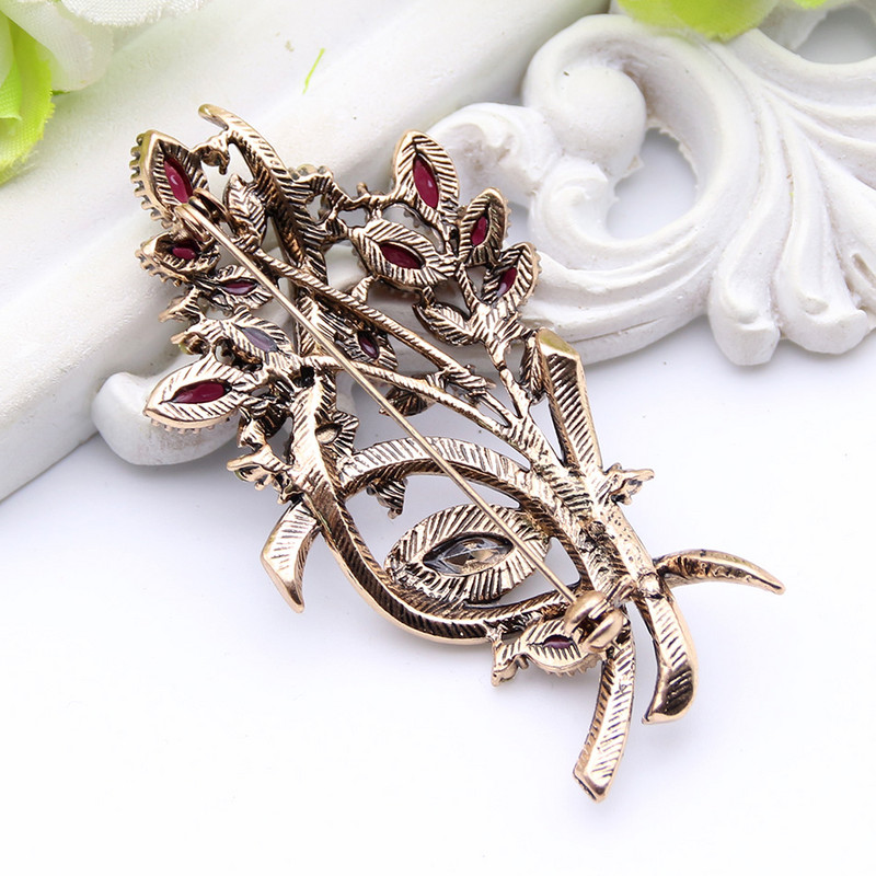 Festivalski nakit Ženski turski broš od maslinove grančice Smolaste igle Antikne zlatne boje Broševi s cvijećem Broševi Ženska igla za hidžab Poklon