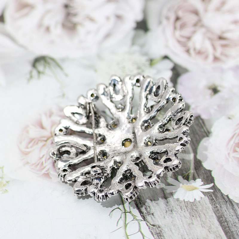 SUNSPICE MS Broșă cu flori din cristal turcesc Pin Broșă antică auriu argintiu Bijuterii pentru banchet etnic Broșe cu revere Hijab Broșe cadou