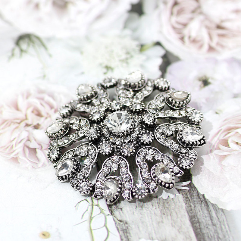 SUNSPICE MS Broșă cu flori din cristal turcesc Pin Broșă antică auriu argintiu Bijuterii pentru banchet etnic Broșe cu revere Hijab Broșe cadou