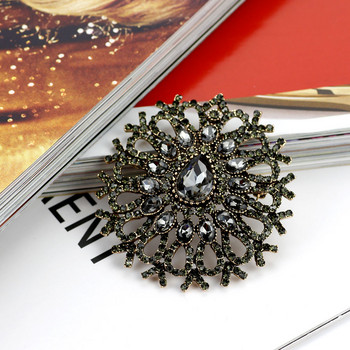 Sunspicems Vintage Women Turkish Flower Brooch Pin Full Grey Crystal Jewelry Rhinestone Brooches Ревер Кафтан Корсаж Едро