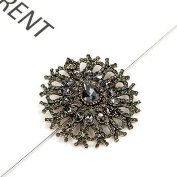 Sunspicems Vintage Women Turkish Flower Brooch Pin Full Grey Crystal Jewelry Rhinestone Brooches Ревер Кафтан Корсаж Едро