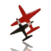 Sunspicems Ace de broșă cu avion dublu elegant, roșu, negru, emailat, pentru femei, cadou de școală