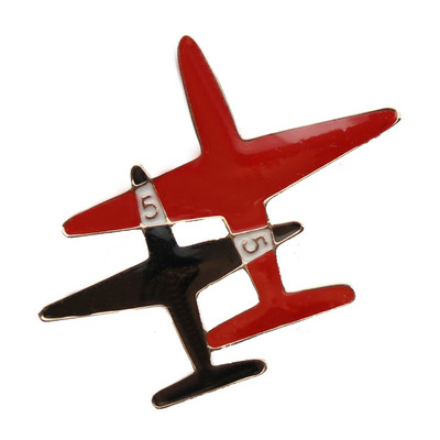 Sunspicems Ace de broșă cu avion dublu elegant, roșu, negru, emailat, pentru femei, cadou de școală