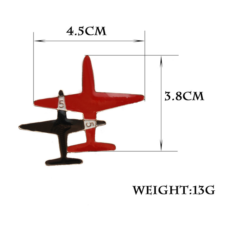 Sunspicems Ace de broșă cu avion dublu elegant, roșu, negru, emailat, pentru femei, cadou de școală