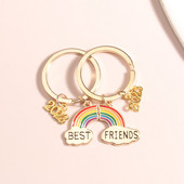 1 készlet (2 db) Best Friends kulcstartó 2022 szivárvány kulcstartó kirakós kulcstartók Barátság ajándékok nőknek Férfi kézzel készített ékszerek
